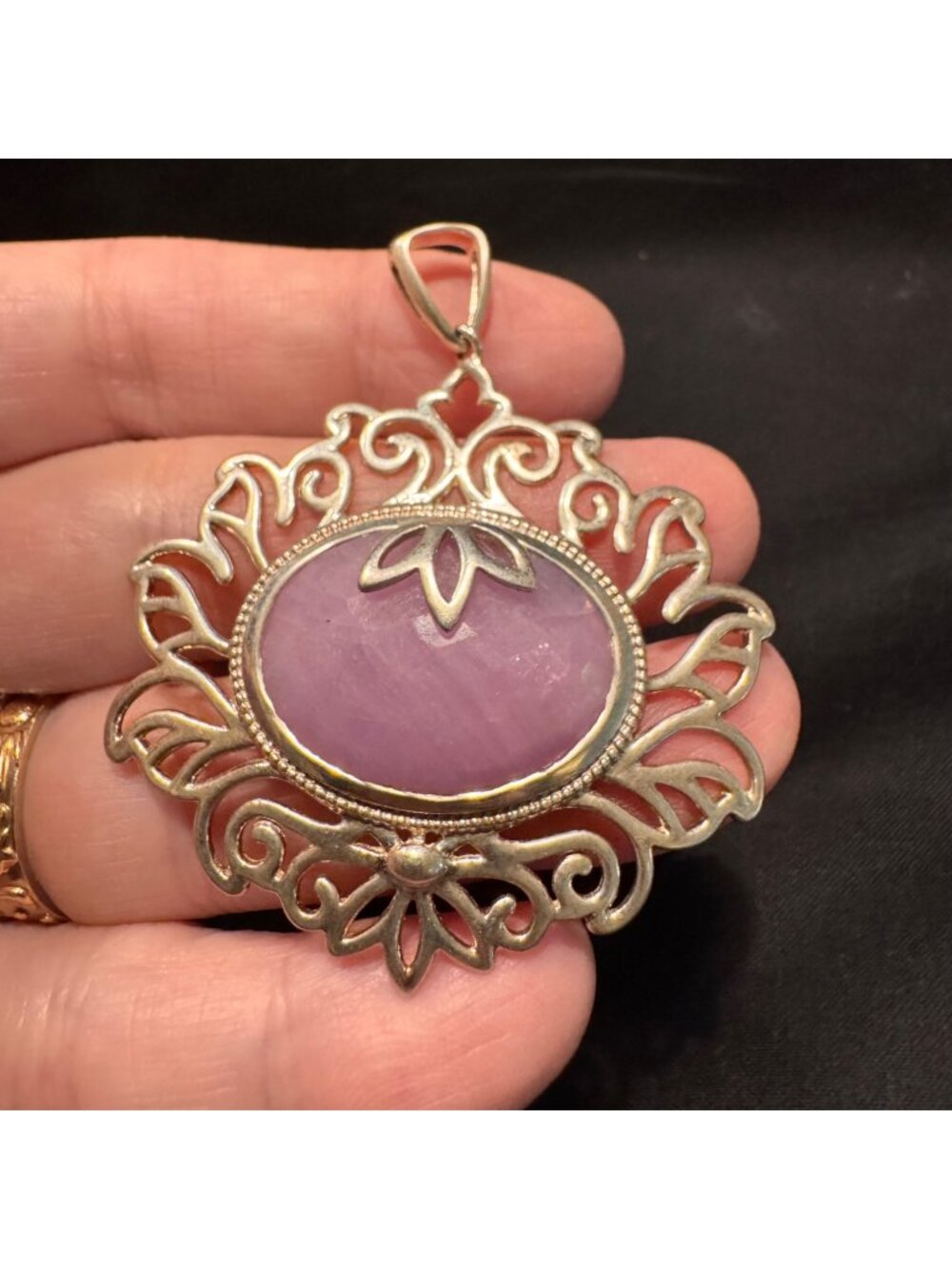 Sterling Silver 925 Faceted Rose Quartz Bezel Set Pendant Size 2.25" Length